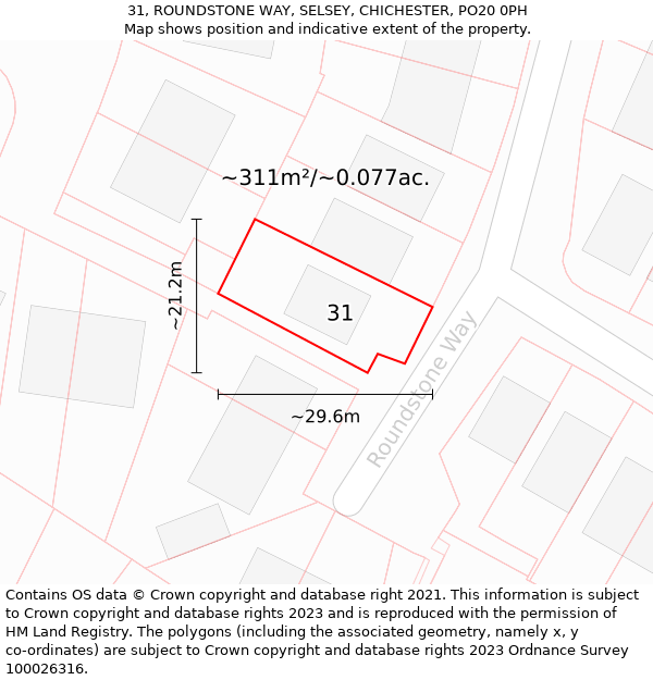 31, ROUNDSTONE WAY, SELSEY, CHICHESTER, PO20 0PH: Plot and title map