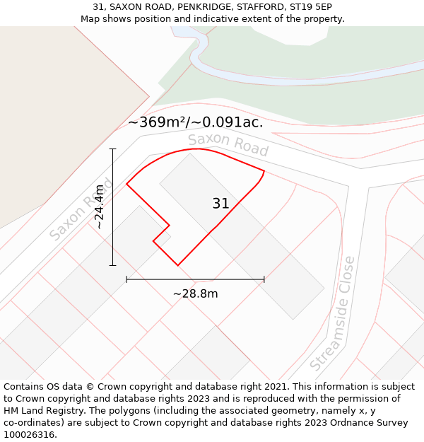 31, SAXON ROAD, PENKRIDGE, STAFFORD, ST19 5EP: Plot and title map