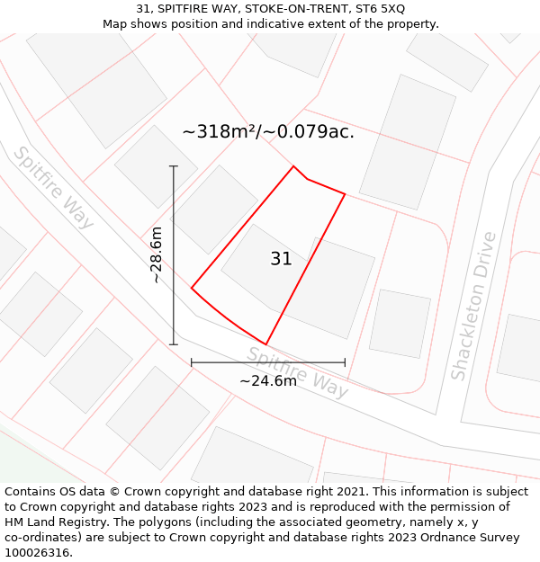 31, SPITFIRE WAY, STOKE-ON-TRENT, ST6 5XQ: Plot and title map