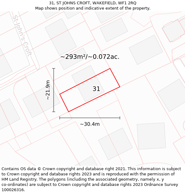 31, ST JOHNS CROFT, WAKEFIELD, WF1 2RQ: Plot and title map