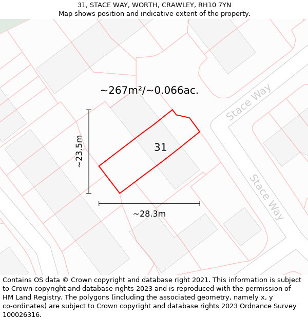 31, STACE WAY, WORTH, CRAWLEY, RH10 7YN: Plot and title map