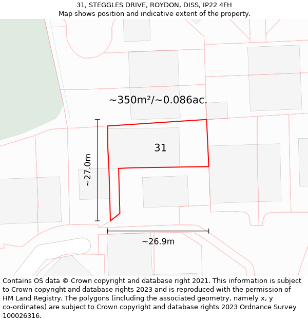 31, STEGGLES DRIVE, ROYDON, DISS, IP22 4FH: Plot and title map