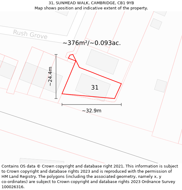 31, SUNMEAD WALK, CAMBRIDGE, CB1 9YB: Plot and title map