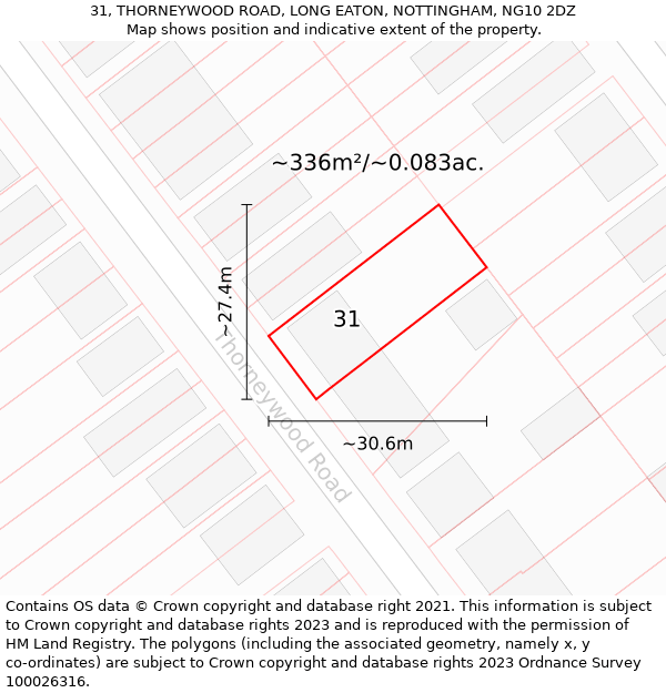 31, THORNEYWOOD ROAD, LONG EATON, NOTTINGHAM, NG10 2DZ: Plot and title map