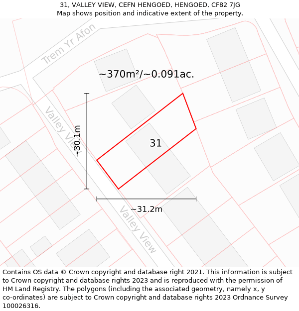 31, VALLEY VIEW, CEFN HENGOED, HENGOED, CF82 7JG: Plot and title map