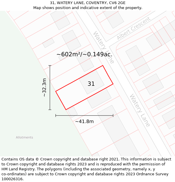 31, WATERY LANE, COVENTRY, CV6 2GE: Plot and title map