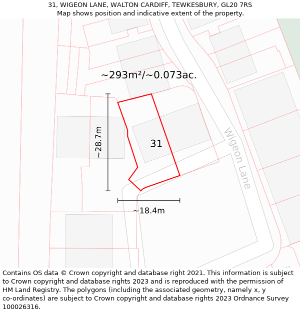 31, WIGEON LANE, WALTON CARDIFF, TEWKESBURY, GL20 7RS: Plot and title map