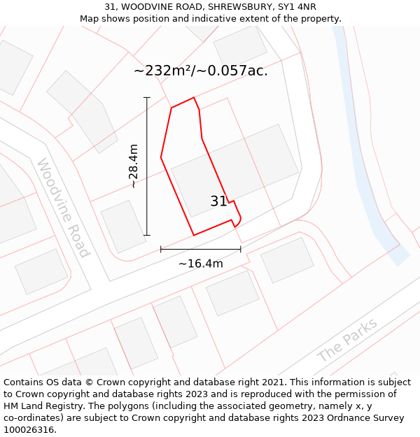 31, WOODVINE ROAD, SHREWSBURY, SY1 4NR: Plot and title map