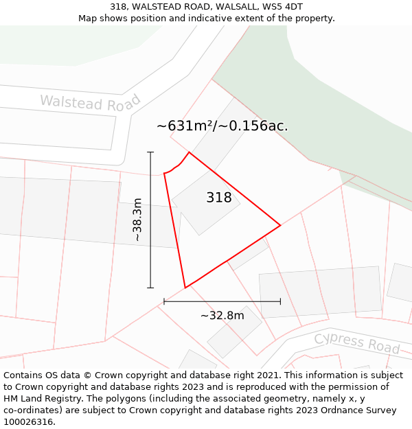 318, WALSTEAD ROAD, WALSALL, WS5 4DT: Plot and title map