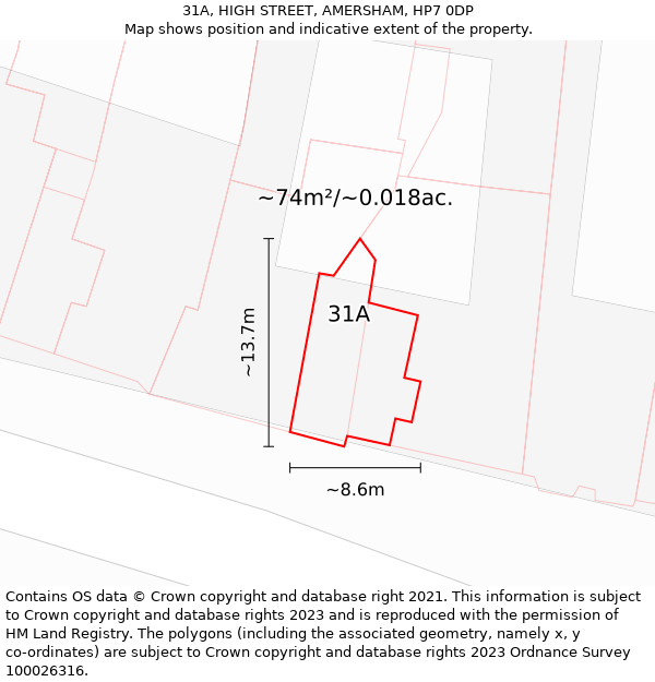 31A, HIGH STREET, AMERSHAM, HP7 0DP: Plot and title map
