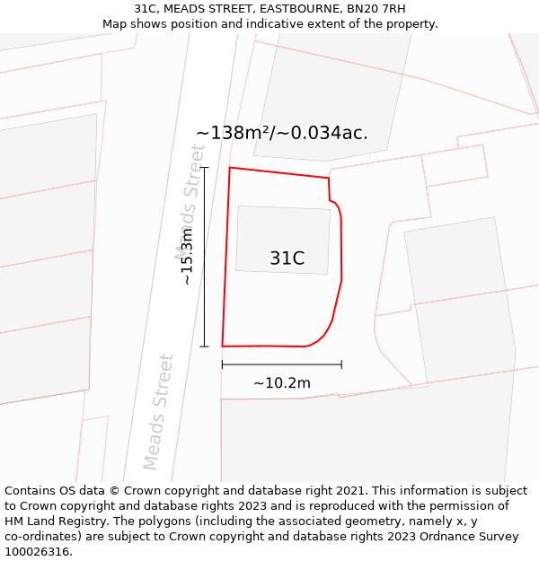 31C, MEADS STREET, EASTBOURNE, BN20 7RH: Plot and title map