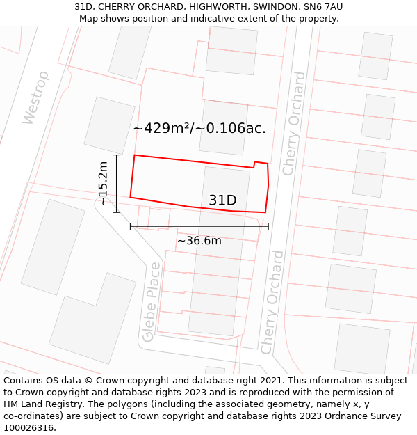 31D, CHERRY ORCHARD, HIGHWORTH, SWINDON, SN6 7AU: Plot and title map