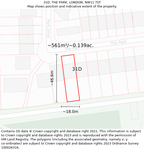 31D, THE PARK, LONDON, NW11 7ST: Plot and title map