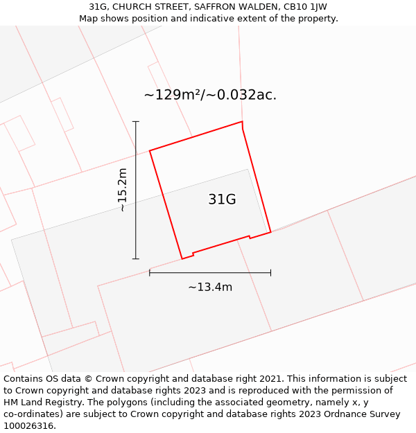 31G, CHURCH STREET, SAFFRON WALDEN, CB10 1JW: Plot and title map