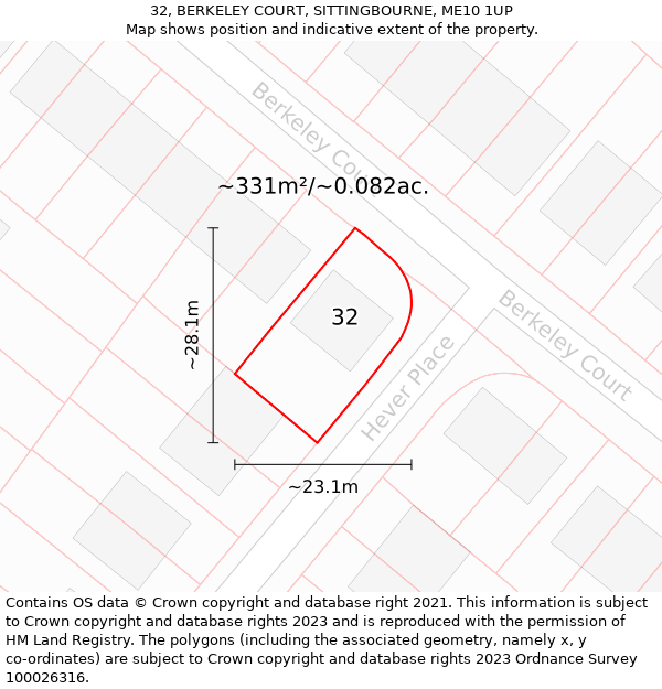 32, BERKELEY COURT, SITTINGBOURNE, ME10 1UP: Plot and title map