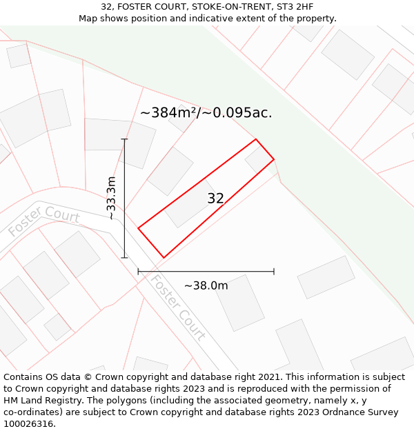 32, FOSTER COURT, STOKE-ON-TRENT, ST3 2HF: Plot and title map
