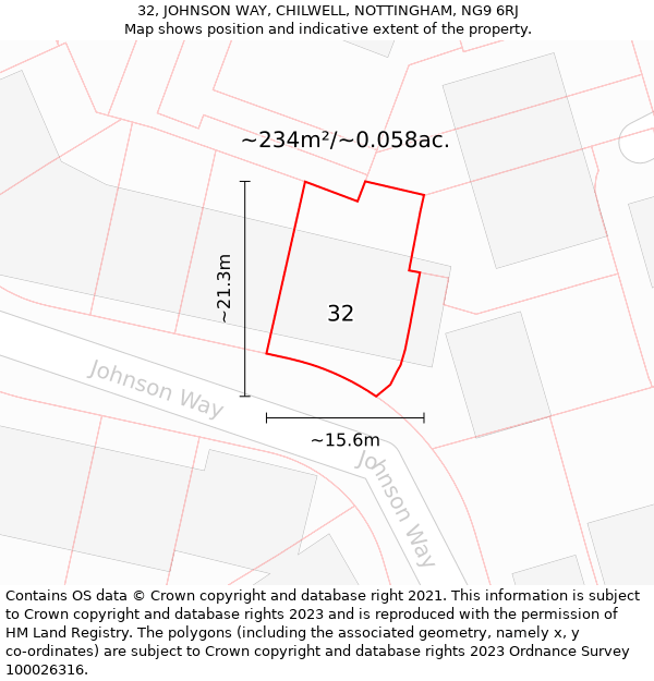 32, JOHNSON WAY, CHILWELL, NOTTINGHAM, NG9 6RJ: Plot and title map