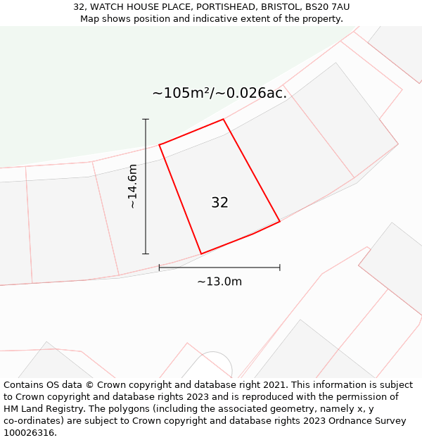 32, WATCH HOUSE PLACE, PORTISHEAD, BRISTOL, BS20 7AU: Plot and title map