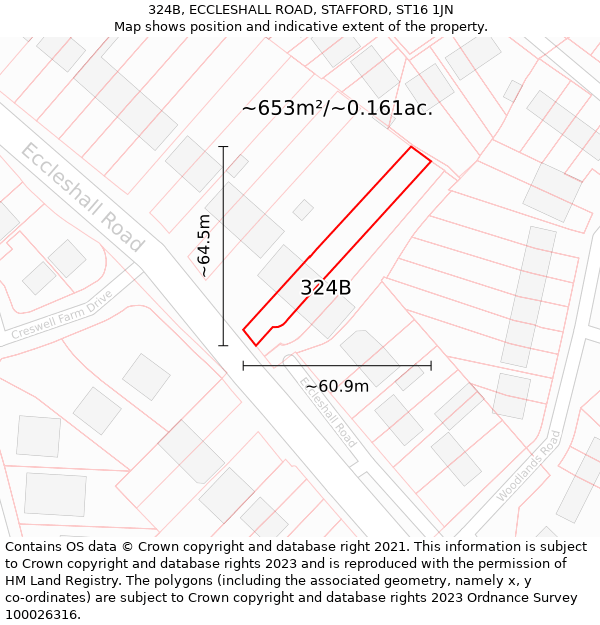 324B, ECCLESHALL ROAD, STAFFORD, ST16 1JN: Plot and title map