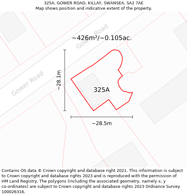 325A, GOWER ROAD, KILLAY, SWANSEA, SA2 7AE: Plot and title map