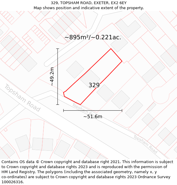 329, TOPSHAM ROAD, EXETER, EX2 6EY: Plot and title map