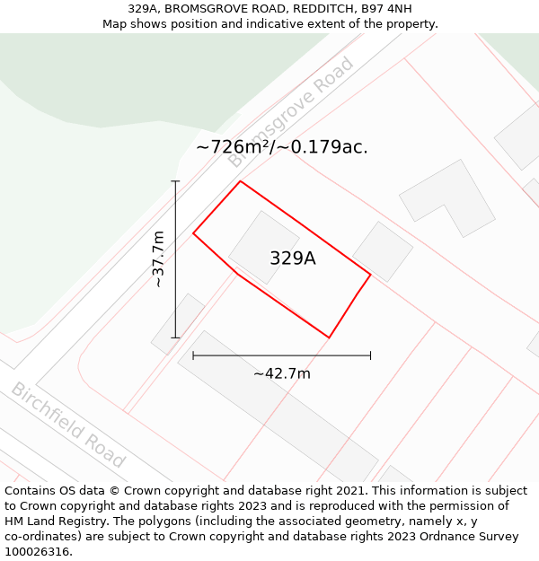 329A, BROMSGROVE ROAD, REDDITCH, B97 4NH: Plot and title map