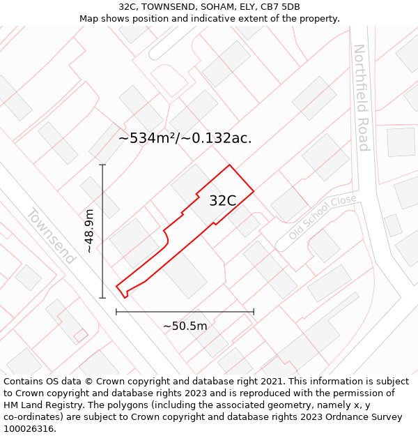 32C, TOWNSEND, SOHAM, ELY, CB7 5DB: Plot and title map