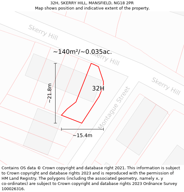 32H, SKERRY HILL, MANSFIELD, NG18 2PR: Plot and title map