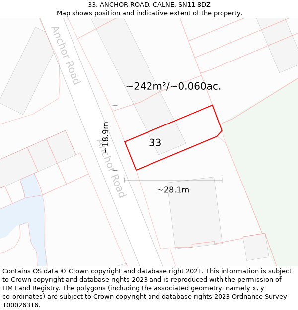 33, ANCHOR ROAD, CALNE, SN11 8DZ: Plot and title map