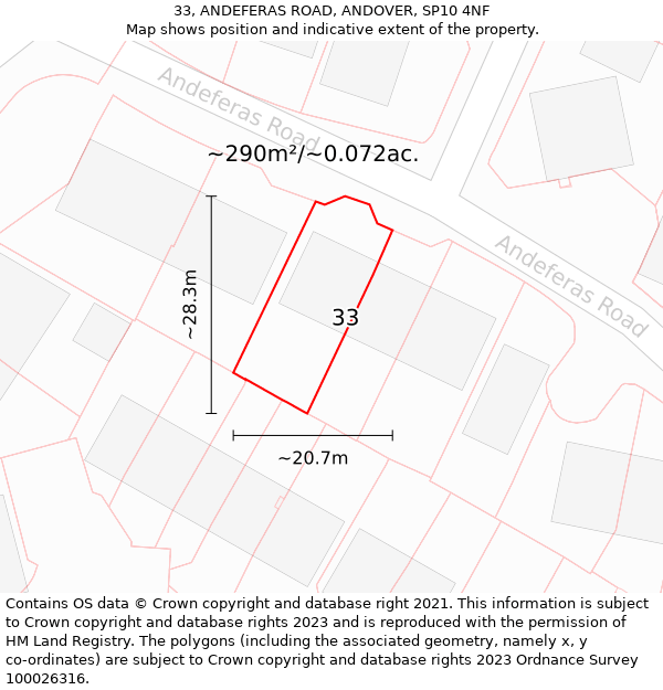 33, ANDEFERAS ROAD, ANDOVER, SP10 4NF: Plot and title map