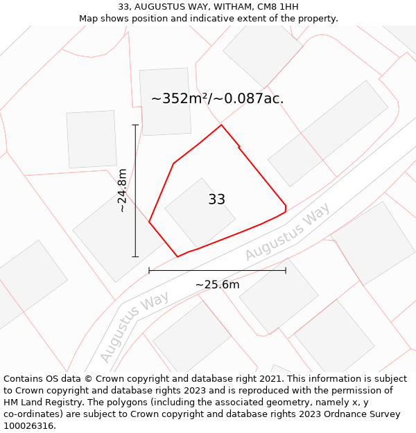 33, AUGUSTUS WAY, WITHAM, CM8 1HH: Plot and title map