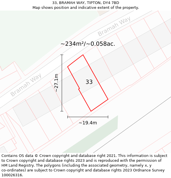 33, BRAMAH WAY, TIPTON, DY4 7BD: Plot and title map