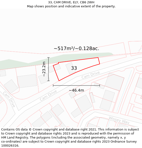 33, CAM DRIVE, ELY, CB6 2WH: Plot and title map