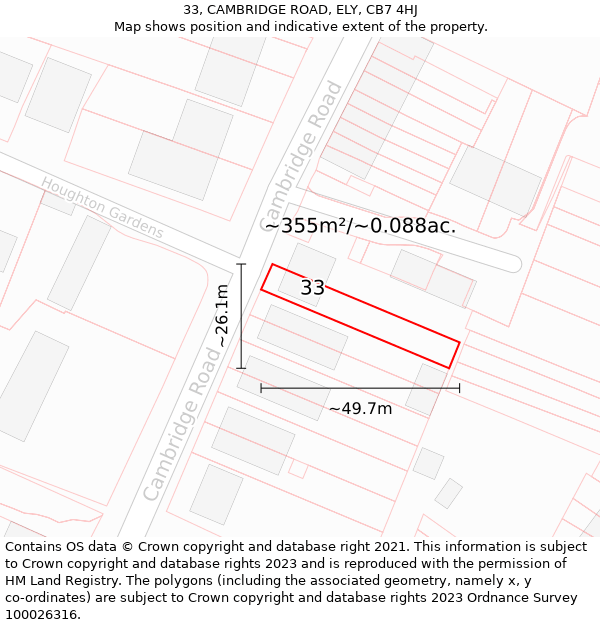 33, CAMBRIDGE ROAD, ELY, CB7 4HJ: Plot and title map