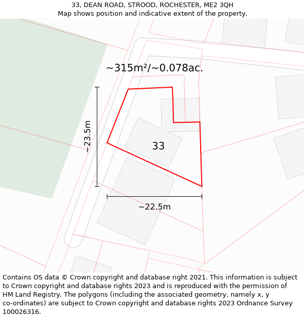 33, DEAN ROAD, STROOD, ROCHESTER, ME2 3QH: Plot and title map