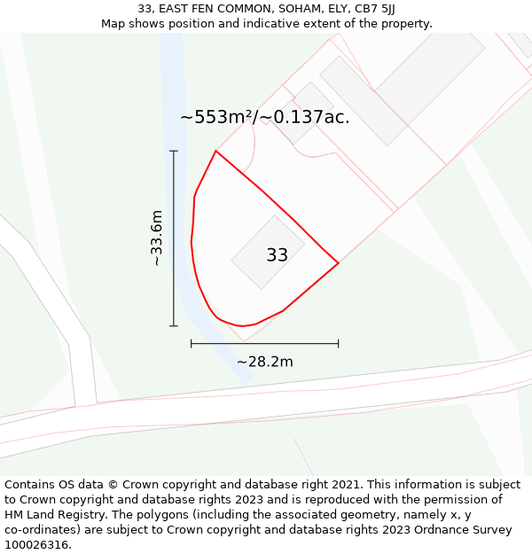 33, EAST FEN COMMON, SOHAM, ELY, CB7 5JJ: Plot and title map