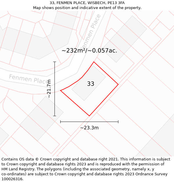 33, FENMEN PLACE, WISBECH, PE13 3FA: Plot and title map