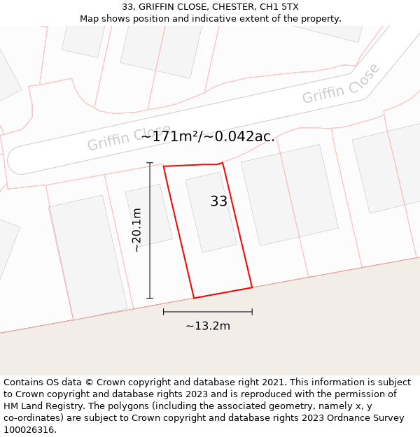 33, GRIFFIN CLOSE, CHESTER, CH1 5TX: Plot and title map