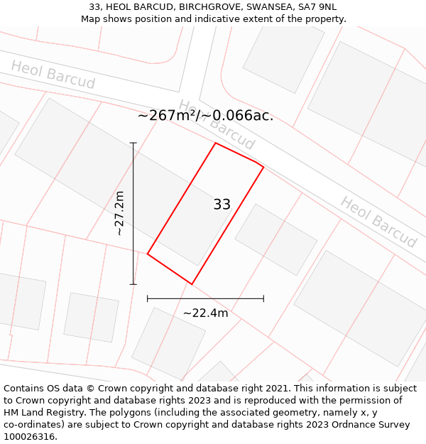 33, HEOL BARCUD, BIRCHGROVE, SWANSEA, SA7 9NL: Plot and title map