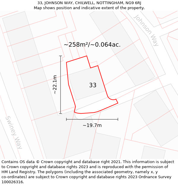 33, JOHNSON WAY, CHILWELL, NOTTINGHAM, NG9 6RJ: Plot and title map