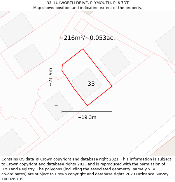 33, LULWORTH DRIVE, PLYMOUTH, PL6 7DT: Plot and title map