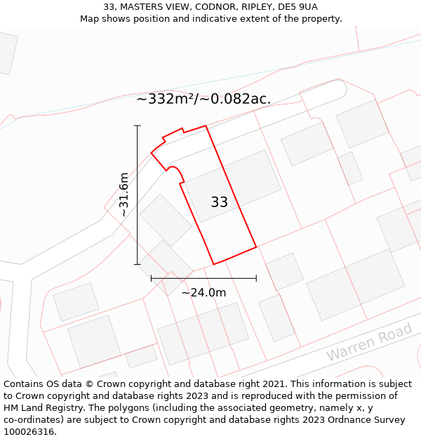 33, MASTERS VIEW, CODNOR, RIPLEY, DE5 9UA: Plot and title map