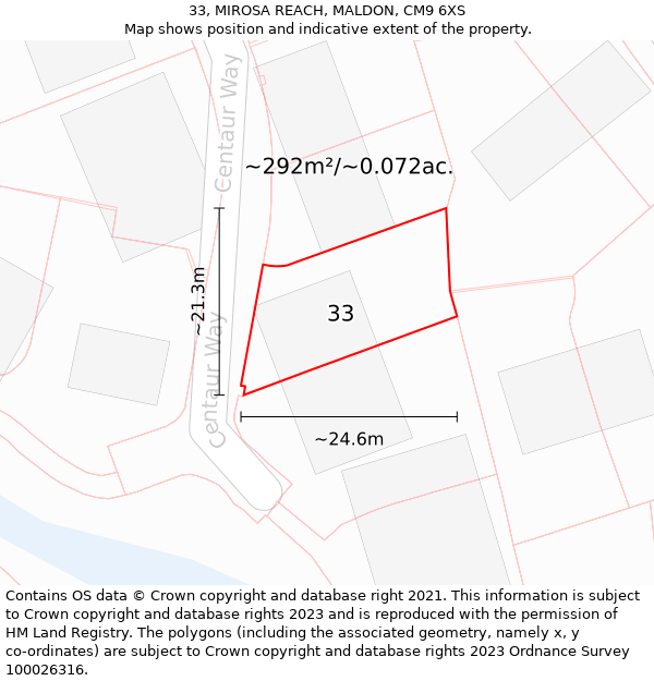 33, MIROSA REACH, MALDON, CM9 6XS: Plot and title map