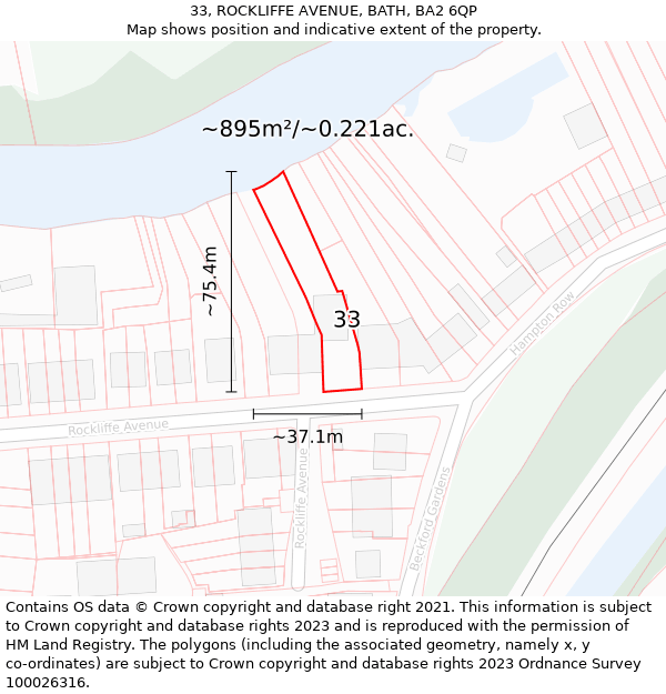 33, ROCKLIFFE AVENUE, BATH, BA2 6QP: Plot and title map