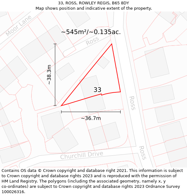 33, ROSS, ROWLEY REGIS, B65 8DY: Plot and title map