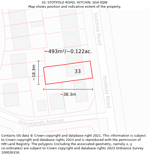 33, STOTFOLD ROAD, HITCHIN, SG4 0QW: Plot and title map