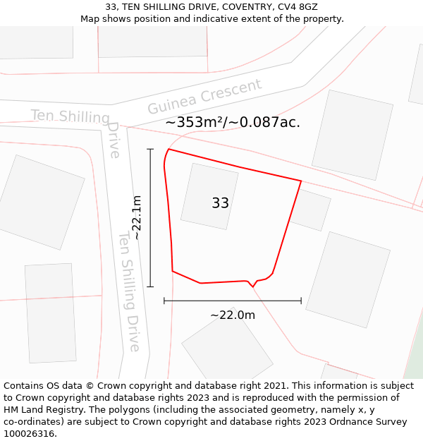 33, TEN SHILLING DRIVE, COVENTRY, CV4 8GZ: Plot and title map