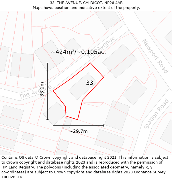 33, THE AVENUE, CALDICOT, NP26 4AB: Plot and title map