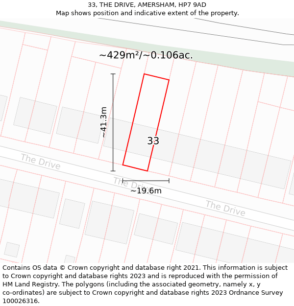 33, THE DRIVE, AMERSHAM, HP7 9AD: Plot and title map