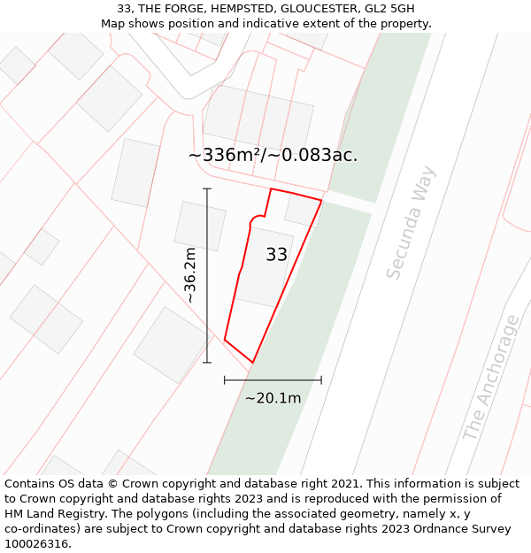 33, THE FORGE, HEMPSTED, GLOUCESTER, GL2 5GH: Plot and title map